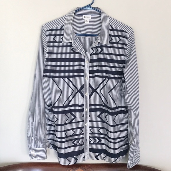 Navy and white snazzy little blouse by Stylus! - Picture 1 of 4